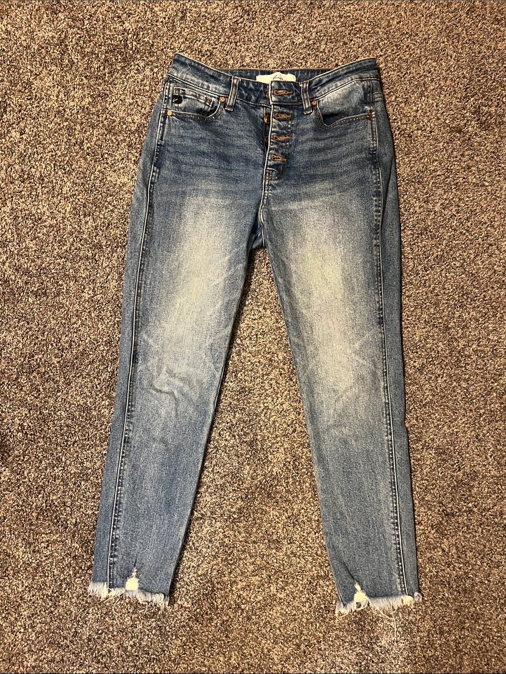 Kancan High-Rise Button-Fly Women's Jeans in Light Blue Wash